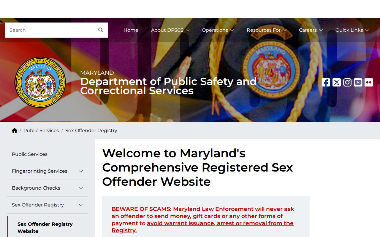 Charles County post-release registry scope and supervision search notice
