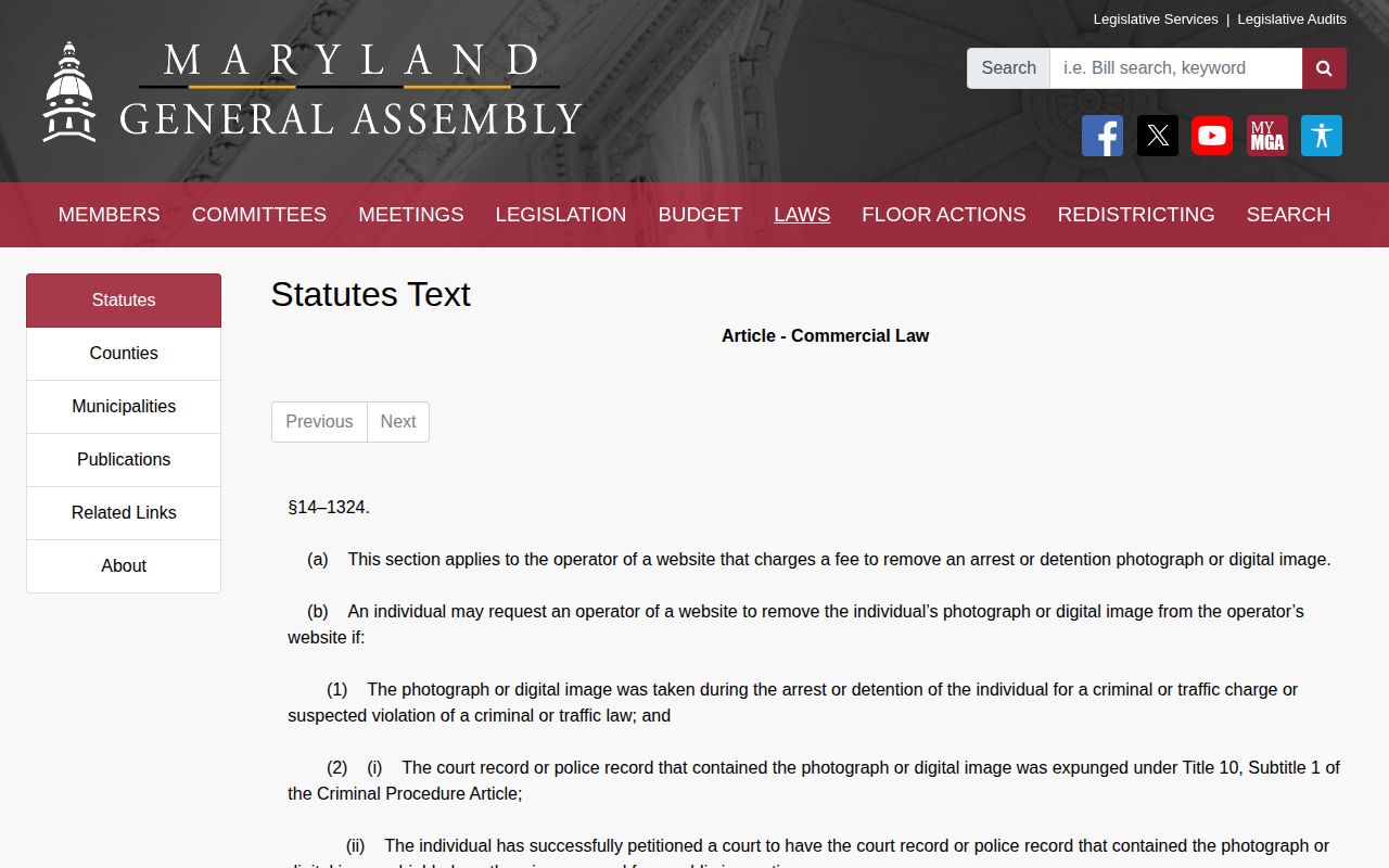 Maryland removal law for Charles County released inmate mugshots